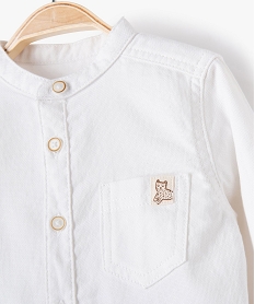 chemise bebe garcon manches longues avec col mao blanc chemisesC197801_2