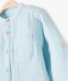 chemise bebe garcon a col rond et manches retroussables bleuC197901_2