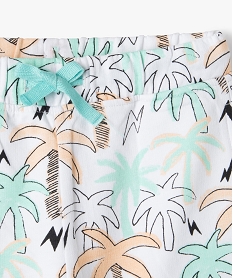 bermuda bebe garcon en jersey imprime palmiers a taille elastiquee blancC200701_2