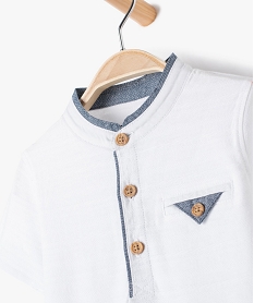 tee-shirt bebe garcon avec col rond a lisere contrastant blanc polosC201701_2