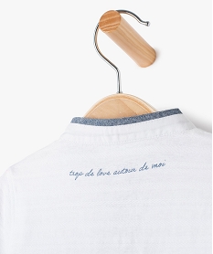 tee-shirt bebe garcon avec col rond a lisere contrastant blanc polosC201701_3