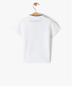 tee-shirt bebe garcon avec col rond a lisere contrastant blanc polosC201701_4