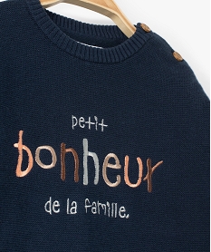 pull bebe garcon avec message brode bleu pulls