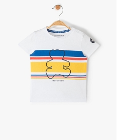 GEMO Tee-shirt bébé garçon à rayures multicolores - LuluCastagnette Blanc