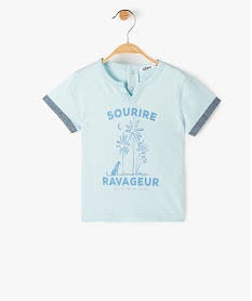 GEMO Tee-shirt bébé garçon imprimé avec inscription Bleu