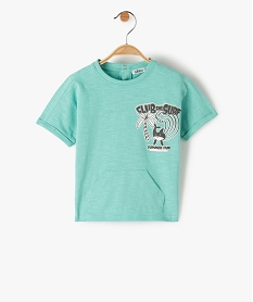 GEMO Tee-shirt bébé garçon loose à manches courtes et poche kangourou Vert