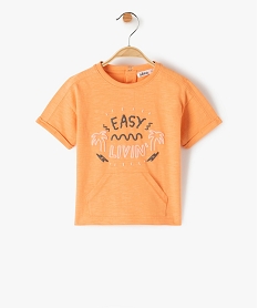 tee-shirt bebe garcon loose a manches courtes et poche kangourou orange tee-shirts manches courtesC205501_1