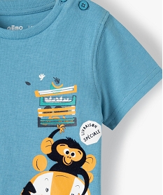 tee-shirt bebe garcon a manches courtes motif fantaisie bleuC205701_2
