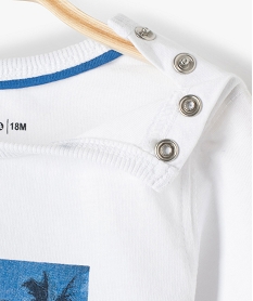 tee-shirt bebe garcon a manches longues et imprime - lulucastagnette blanc tee-shirts manches longuesC205801_4
