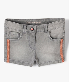 short bebe fille en jean avec bandes pailletees - lulucastagnette grisC209001_1