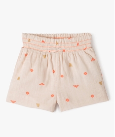 short bebe fille en double gaze a taille smockee - lulucastagnette roseC209101_1