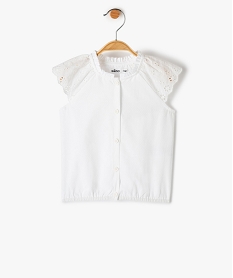 blouse bebe fille sans manches avec epaules brodees blancC212301_1