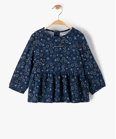 blouse bebe fille manches longues a motifs - lulucastagnette bleu chemisiers et blousesC212601_1