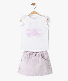 ensemble bebe fille 2 pieces   tee-shirt jupe - lulucastagnette blancC212801_1