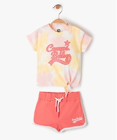 9 mois bébé fille ensemble short a bretelles gemo et tee-shirt