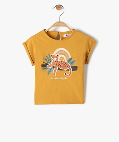 GEMO Tee-shirt bébé fille avec motif pailleté Jaune