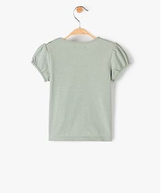 tee-shirt bebe fille avec manches courtes et message paillete vert tee-shirts manches courtesC216201_3