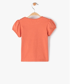 tee-shirt bebe fille avec manches courtes et message paillete orange tee-shirts manches courtesC216301_3