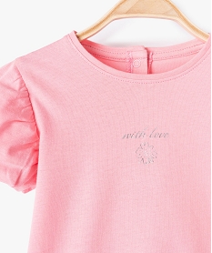 tee-shirt bebe fille avec manches fantaisie rose tee-shirts manches courtesC217201_2