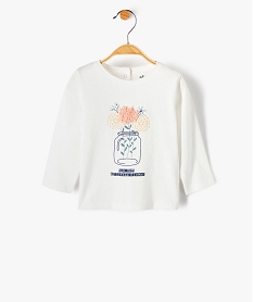 GEMO Tee-shirt bébé fille avec motif fleuri en relief Beige