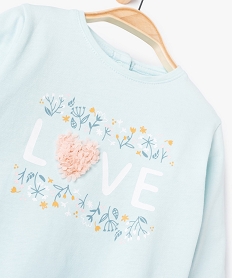 tee-shirt bebe fille avec motif fleuri en relief bleuC217601_2