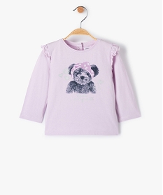 tee-shirt bebe fille a volants et details irises - lulucastagnette violetC217701_1