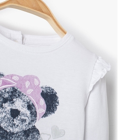 tee-shirt bebe fille a volants et details irises - lulu castagnette blancC217801_2