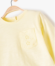tee-shirt bebe fille a basque en dentelle et manches longues jaune tee-shirts manches longuesC218701_2