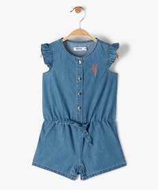 combishort en jean bebe fille boutonee bleu pantacourts et shortsC221301_1