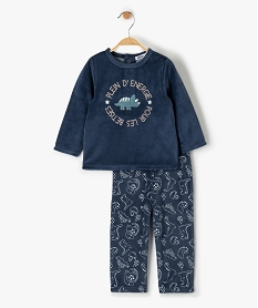 pyjama bebe 2 pieces en velours avec motifs dinosaures bleuC221901_1