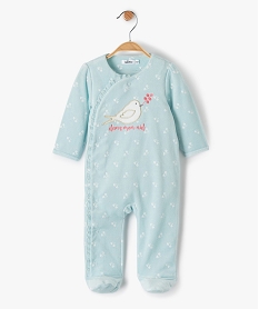 GEMO Pyjama bébé fille en velours avec fermeture devant Bleu