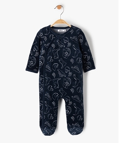 GEMO Pyjama bébé en velours à motifs dinosaures ouverture devant Bleu
