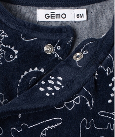 pyjama bebe en velours a motifs dinosaures ouverture devant bleuC223101_3