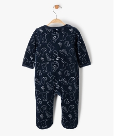 pyjama bebe en velours a motifs dinosaures ouverture devant bleu pyjamas veloursC223101_4