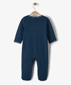 pyjama bebe fille ouverture sur l’avant avec finitions fleuries bleu pyjamas ouverture devantC223701_3