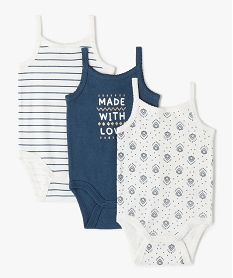 body bebe a bretelles et motifs 100 coton biologique (lot de 3) bleu body bretellesC227301_1