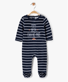 pyjama bebe en velours avec inscription sur lavant bleuC227701_1