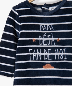 pyjama bebe en velours avec inscription sur lavant bleuC227701_2