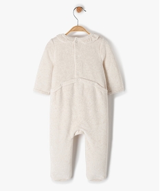 pyjama bebe fille en velours avec motif et volant sur le col beige pyjamas veloursC227801_2