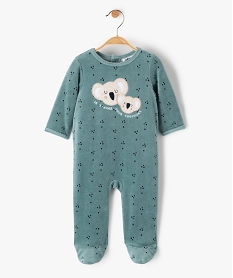 GEMO Pyjama bébé en velours à motif koala sur le buste Vert