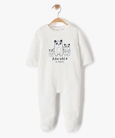 GEMO Pyjama bébé en velours avec message sur le buste Beige