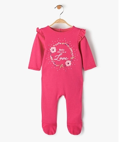 GEMO Pyjama dors-bien bébé avec motif et volants aux épaules Rose