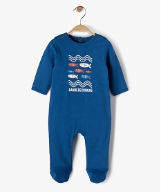 GEMO Pyjama dors-bien bébé en coton avec motif sur le buste Bleu