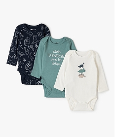 body bebe a manches longues avec motifs dinosaures (lot de 3) vert body manches longuesC230201_1