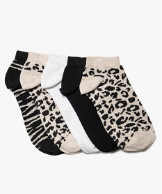 chaussettes femme ultra courtes avec motifs tachetes (lot de 5) beigeC232301_1