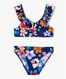 maillot de bain fille a motifs fleuris avec volant sur le haut imprimeC236501_1