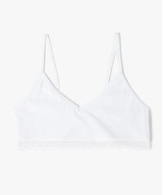 GEMO Brassière à fines bretelles en maille côtelée fille blanc vif
