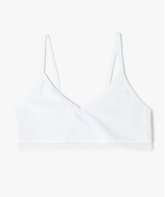 brassiere fille a fines bretelles en maille cotelee blancC241501_1