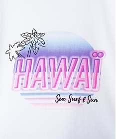 pyjashort fille bicolore avec inscription hawai blancC244301_2