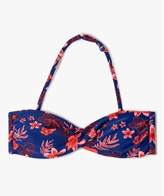 haut de maillot de bain fille forme bandeau a motifs fleuris et bretelle amovible imprimeC246701_1